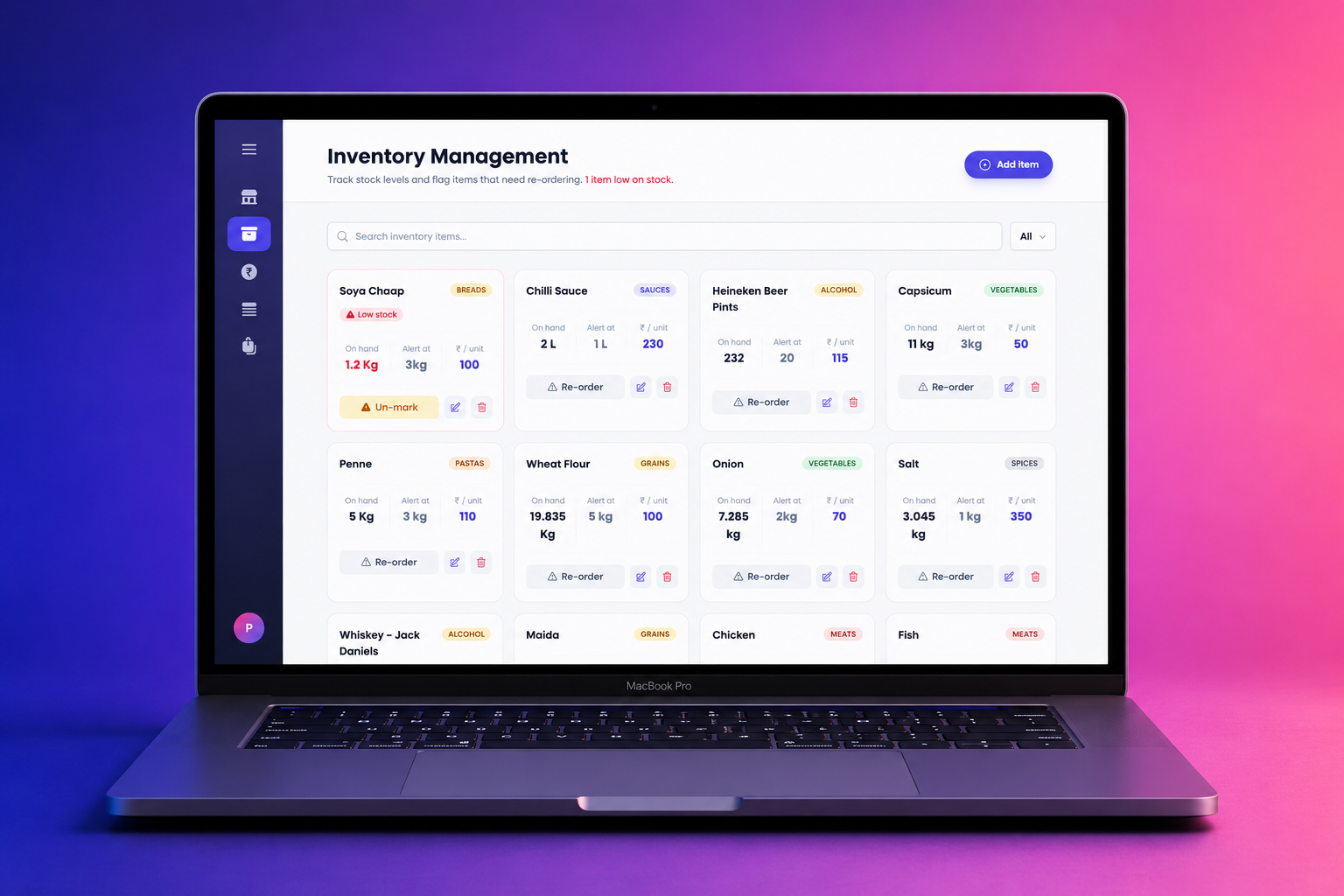 Inventory management on laptop